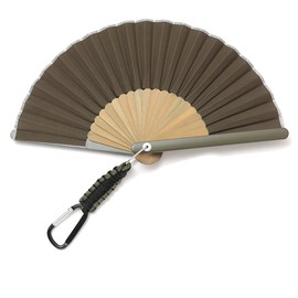 Nishikawa Shojiro Shop Fan, Summer Use, Carabiner, Outdoor, Craft Bag Included, Gift, Fashion Fan, Art Piece, Khaki