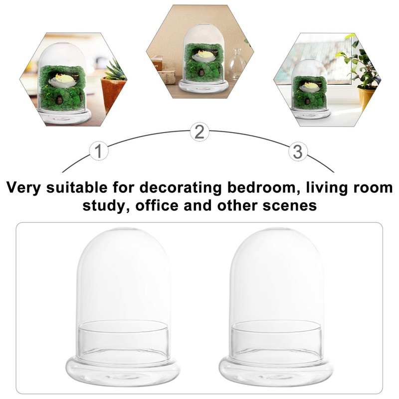 Angoily Decorative Glass Display Dome Cloche- 6in Height Clear Cloche