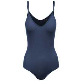 HATOPANTS - Body sin mangas para mujer, sexy, acanalado, con cuello en V, sin mangas, 044-eclipse, L