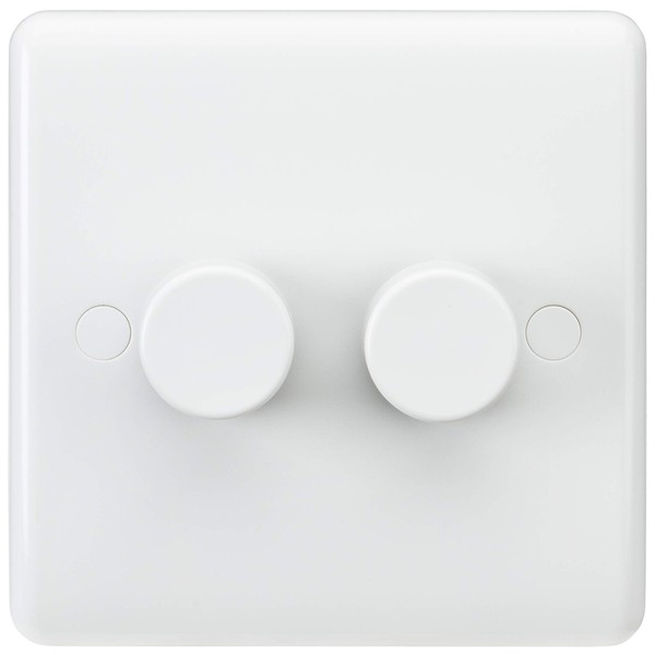 Knightsbridge CU2162 Curved Edge 2 Gang Dimmer, White - 230
