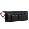 6 Gang Rocker Switch Panel Overcurrent Protection LED Blue Backlit