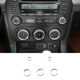 Aluminum Alloy Car Volume and Air Conditioning Switch Cover Knob Ring for Mazda MX-5 RF Miata 2009-2014 (Sliver)