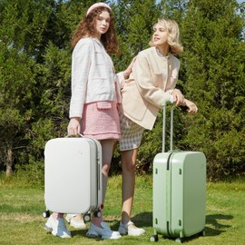 mixi Suitcase Spinner Wheels Checked Luggage Hardshell Lightweight Rolling Suitcases PC with Cover & TSA Lock for Business Travel, 26inch, Avocado Green