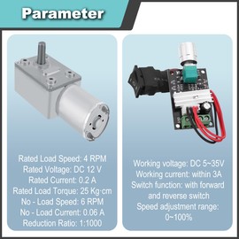 JYUDAUFU DC 12V Reduction Motor 6 RPM 370 High Torque Motor with Bracket, Spring Wire, Speed ​​​​Regulator, for RC Toy/Electrical Appliances/Robot/Oven/Automation/DIY/Test