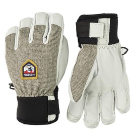 Hestra Army Leather Patrol Jr. Glove I Waterpoof, Insulated Kids Leather Glove for Skiing, Snowboarding, or Playing in The Snow - Light Grey - 6