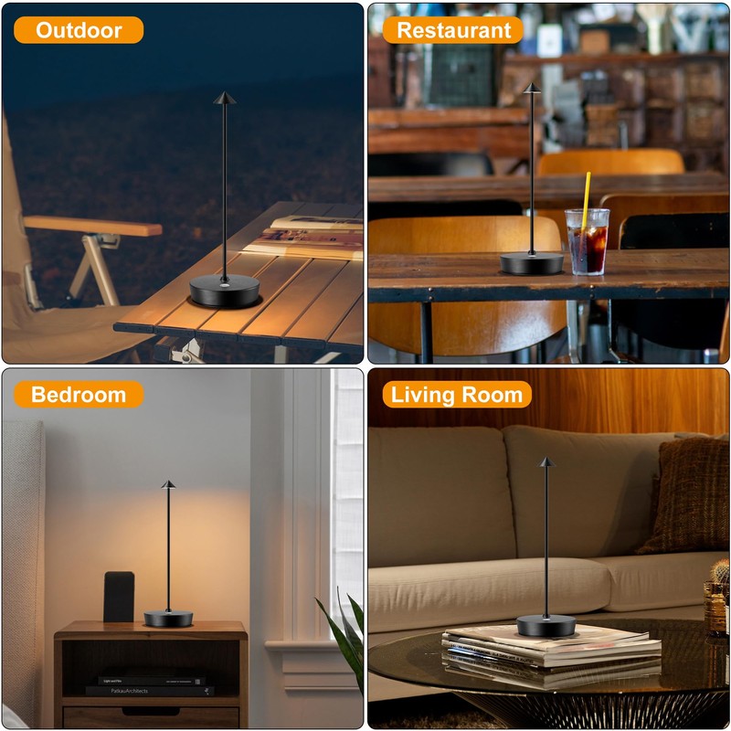 SAKRINGT 2 Pack Cordless Table Lamps Rechargeable, 6000mAh Battery Operated