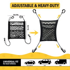 CEMZENFIX Dog Car Net Barrier 3-Layer– Stretchable Dog Car Barrier & Pet Divider Dog Barrier for Car Back Seat with Storage Mesh – Easy Install, Safer Driving with Pets & Kids – Fits Most Cars & SUVs