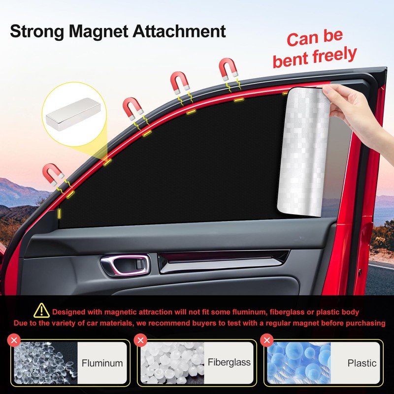 ZATOOTO Car Window Shades for Honda Civic 2017-Present, Side Window