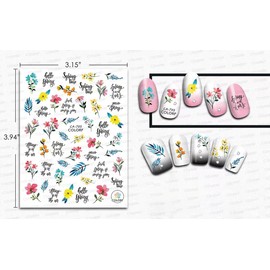 Spring Summer Nail Art Stickers Decals, Nail Stickers for Nail Art Design Holiday Decoration Accessories for Women Girls Kids 3D Self-Adhesive