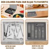 Organizador de cubiertos con tapa,Cubertero con tapa de 6 compartimentos,Cubertero