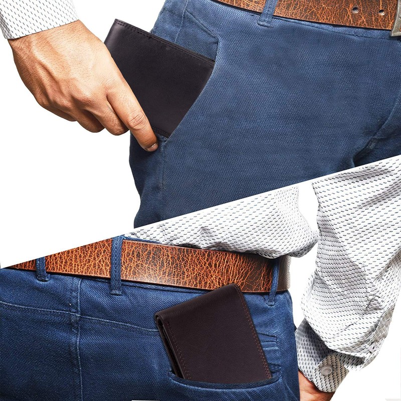 Wedmay Genuine Leather Wallet with RFID for Men's Coin Compartment