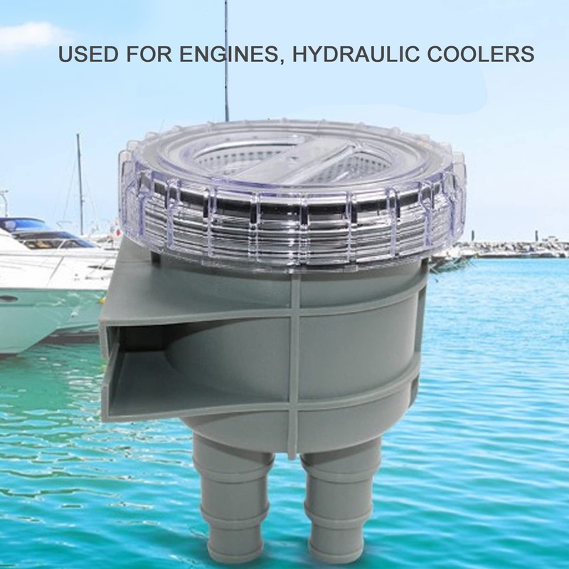 Fockety Seawater Screen Filter, ABS Plastic Transparent Housing Connections in