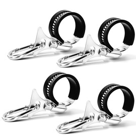 Anley 4 Pack Flagpole Clamp and Clip Kit to Hold Flag with Carabiner and Silicone Anti-Slip Strip - Attachment Accessory Stainless Steel Metal Hose Clamp Rings for 0.7-1.25 IN Diameter Flag Pole
