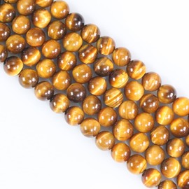 Natural Stone Yellow Tiger Eye Beads Gemstone Beads for Jewellery Making, 8 mm Polished Round Smooth Crystals Gemstones Stone Beads for Bracelets Chains DIY Jewellery Crafts