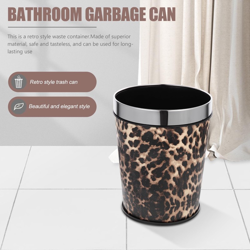 ABOOFAN Small Bathroom Trash Can Garbage Can Leopard Printed Waste