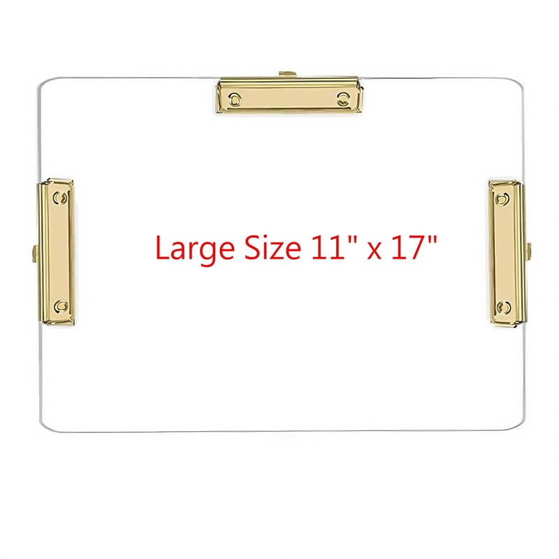 JIARI 1 Pack 11x17 Clipboard Clear Acrylic Horizontal 3 Clip
