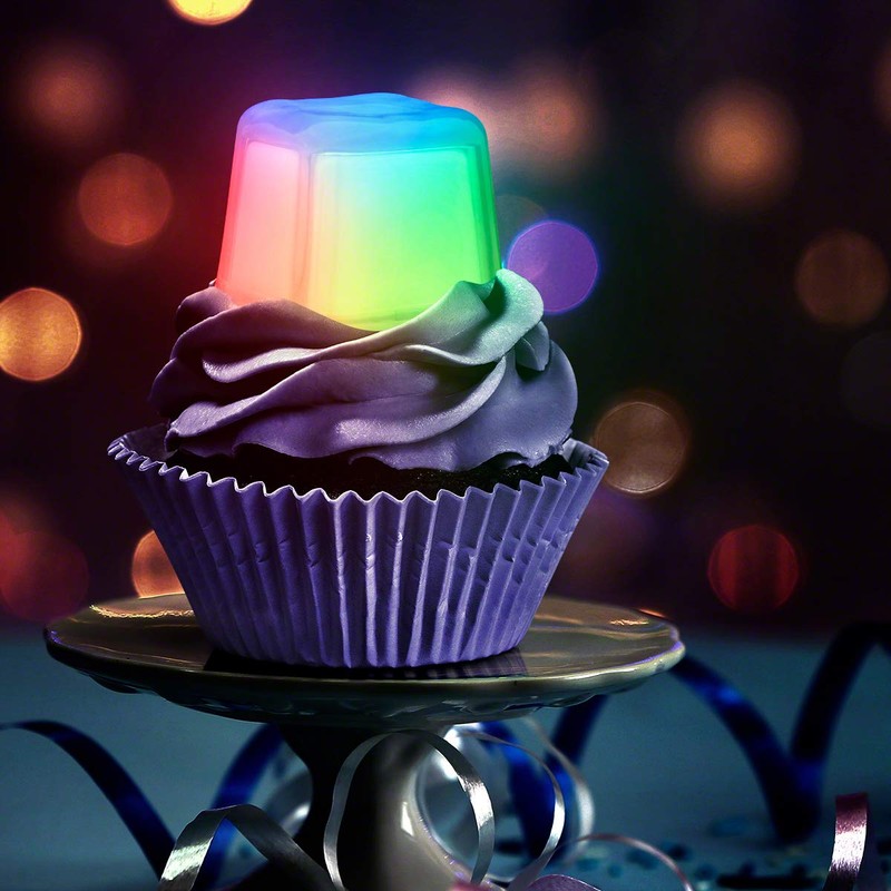 Set of 12 Hollywood Ice Multicolor Light Up LED Ice