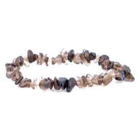 Taddart Minerals - Brown Sliver Bracelet Made from Natural Gemstone Smoky Quartz on Elastic Nylon Thread - Handmade, Rubber, Quartz