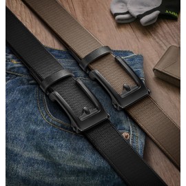 BULLIANT Men Belt,Stretchable Ratchet Belt Adjustable For Men Gift Golf Casual Jeans Precise Fit (Black/Light Brown,38"-42" Waist Adjustable)