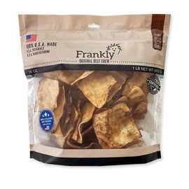 Frankly Pet Original Beef Chew - Peanut Butter Flavored Chips - Collagen packed, Ingredients Sourced and Manufactured in The U.S.A. - 16 Oz Bag (PB)