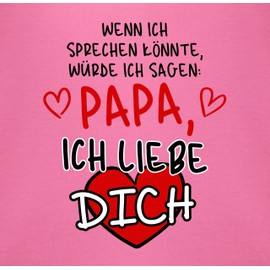 Shirtracer – Father's Day Gift Daughter & Son Baby – If I Could Speak, I Would Say: Papa, I Love You, Black – Baby Bib Cotton - 2 Pink