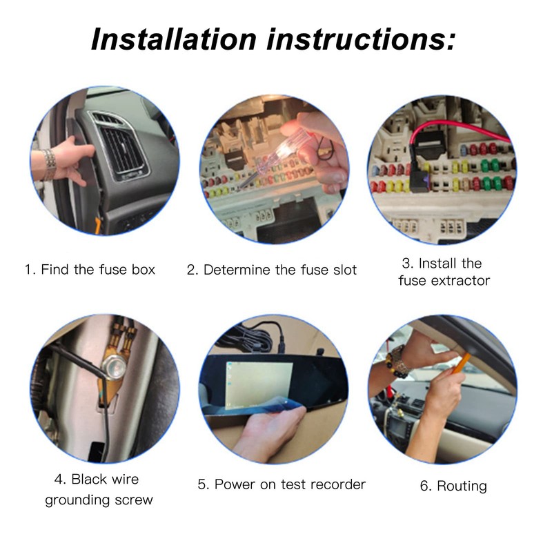 Kit de cableado para Dashcam, flexible, duradero, de 12 V‑30