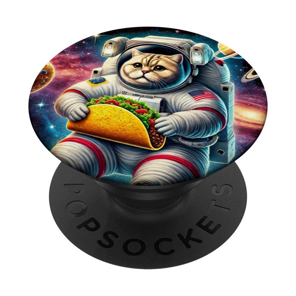 Crazy Space Taco Fat Fat Cat Funny PopSockets Swappable PopGrip