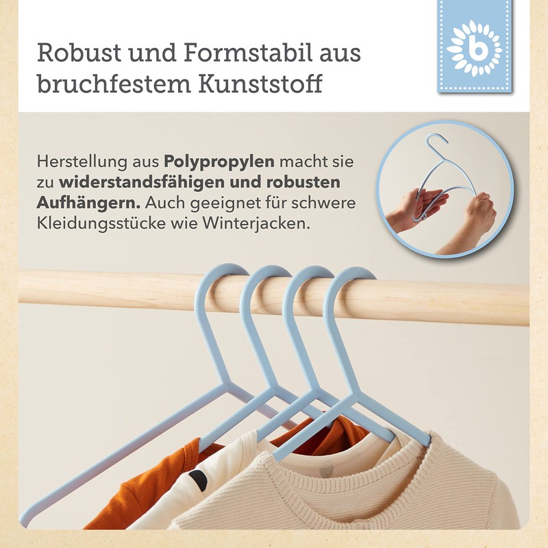 Bieco Children's Coat Hangers, Plain Colours, Packs of 8/16/32