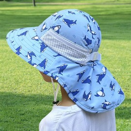 Cysocool Children's UV Protection Safari Sun Hat with Neck Protection 4-13 Years Girls Boys Summer Hat with Wide Brim UPF 50+ Child Sun Protection Boonie Hat Junior Beach Cycling Legionnaire Cap