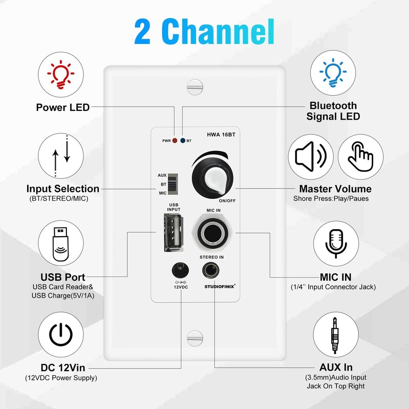STUDIOFINIX 8 Inch Bluetooth Ceiling Speaker System, 400W Peak in-Ceiling