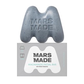 Mars Made Barra facial de niacinamida con sésamo negro, barra de jabón nutritiva e hidratante para todo tipo de piel, cuidado de la piel coreano vegano y apto para viajes (3.35 oz, 3.35 onzas)