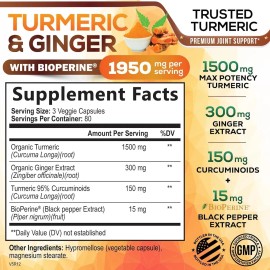 Turmeric Y Ginger Con Bioperina 1950mg Cúrcuma 240 Caps.