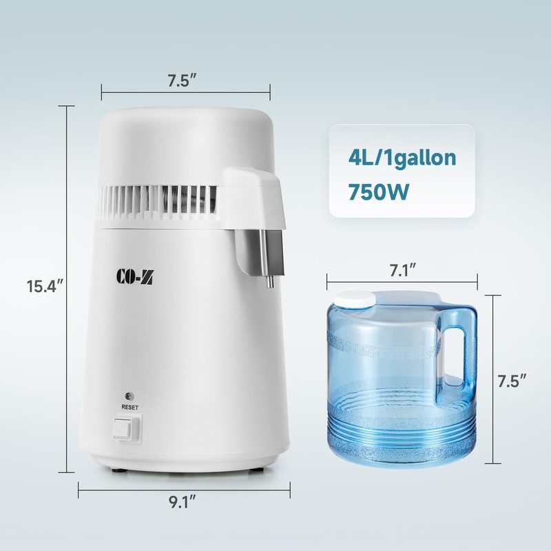 CO-Z Distilled Water Maker, 1 Gallon Water Distiller, 4L Home