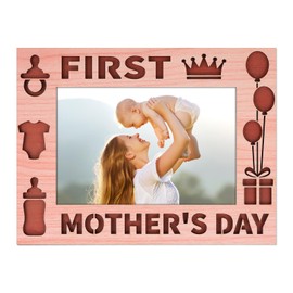 PETCEE First Mother's Day Picture Frame for First Time Mom - Wooden 1st Mothers Day Frame Gifts for New Mom Expecting Mothers & New Parents Nursery Decor Newborn Baby Shower Presents