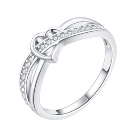 starchenie Infinity Heart Promise Ring for Women 925 Sterling Silver White Gold Plated(Size P)