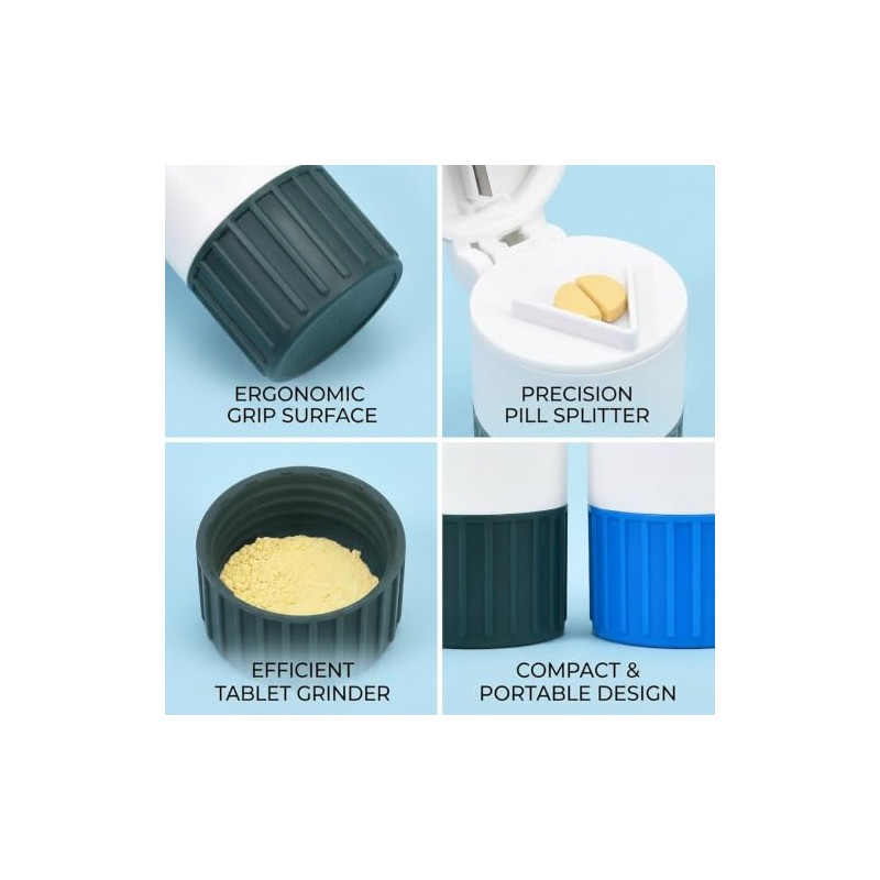2Pcs Pill Crusher for Tablets, Dual Pill Grinder Set, Medication