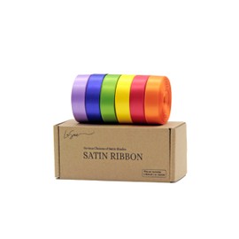 LASOIE Set Satin Ribbon for Flower Bouquet Gift Wrapping for Crafts Bows for Girls Hair Presents Birthday Party Decorations Wedding Invitations Decorative for Crafts Rainbow 16mm 5/8 Inch