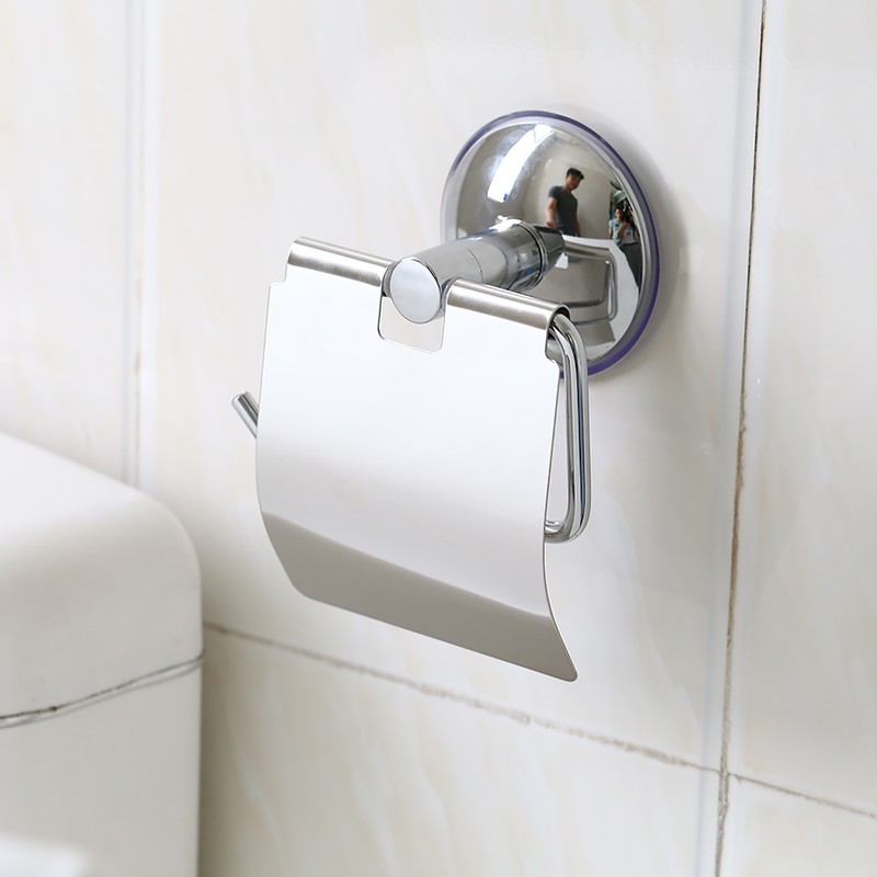 1Pc Stainless Steel Bathroom Toilet Wall Mounted Suction Paper Roll