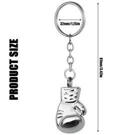 VODAFQS Set of 2 Key Fob Stainless Steel Boxing Gloves Pendant Car Key Ring Key Ring Keychain, silver