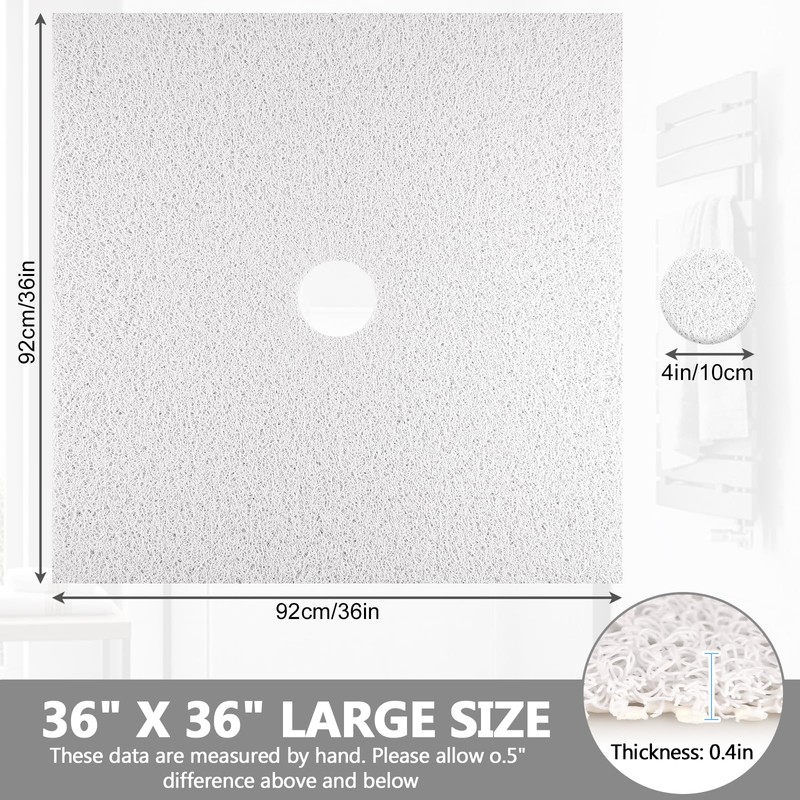 Square Shower Mat Non Slip: 36 x 36 Inch Extra