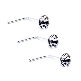 Arranview Jewellery 3 pack of round 3mm crystal sterling silver nose studs