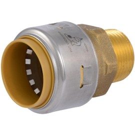 SharkBite Max 1 Inch x 3/4 Inch MNPT Adapter, Push-to-Connect Brass Plumbing Fitting, UR142A