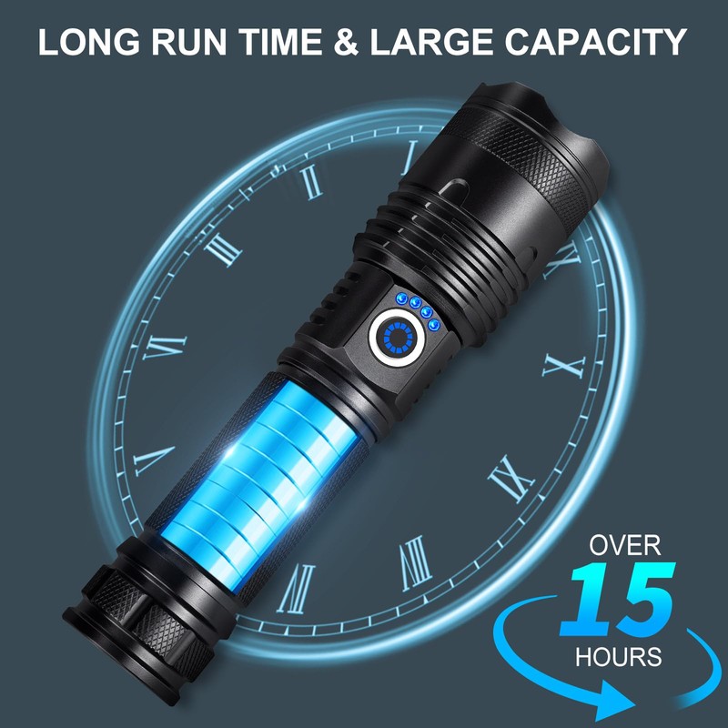 Rechargeable Flashlights 990,000 High Lumens 2 Pack, Led Super Bright