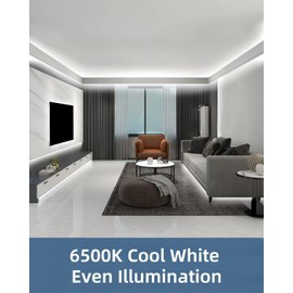 JNGMAIR 66ft LED Strip Lights with Remote, 6500K Daylight White Dimmable Tape Lights, 12V 1200 LEDs 2835 Strong Adhesive Rope Lights for Cabinet Kitchen Ceiling Closet Vanity Mirror Stairway Basement