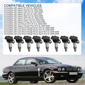 DICMIC Set of 8 Ignition Coil Pack & Spark Plug Compatible with Jaguar S-Type XF XJ8 XJR XK XK8 XKR Land Rover LR3 Rover Range Rover Sport V8 4.2L Replace# UF519, 4744015, 4526466, AJ83415, AJ87644