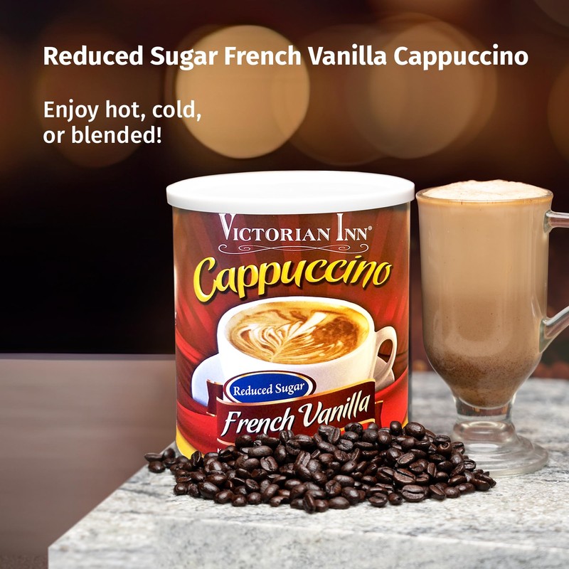Victorian Inn Instant Cappuccino, Reduced Sugar French Vanilla, 1.4 Pound