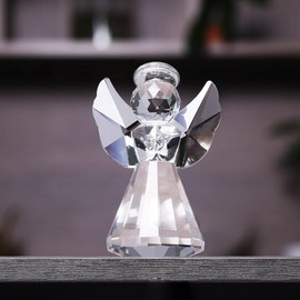Crystal Angel Figurine Decor, Glass -Angel Statue Figurines Collectibles, Pretty Angel Ornament Gifts for Women
