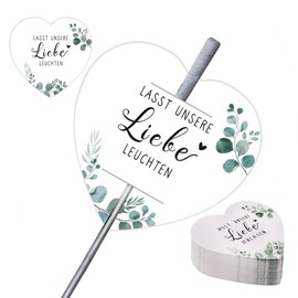 Luxoraiova Pack of 50 Sparkler Labels, Sparklers Wedding Tags Let Our Love Shine for Party Gifts, Wedding Decoration, Tears of Joy & Wish Cards [Without Sparklers]