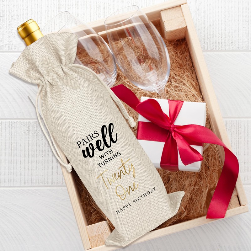 Funny 21st Birthday Wine Bag Gifts Ideas for Women Men,