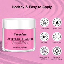 Creaglam Acrylic Powder for Nail 56g: 2oz Raspberry Rose Acrylic Powder Large Capacity Professional for 3D Art Carving French Extension - DIY Nail Carving Long-Lasting No Needed Lamp